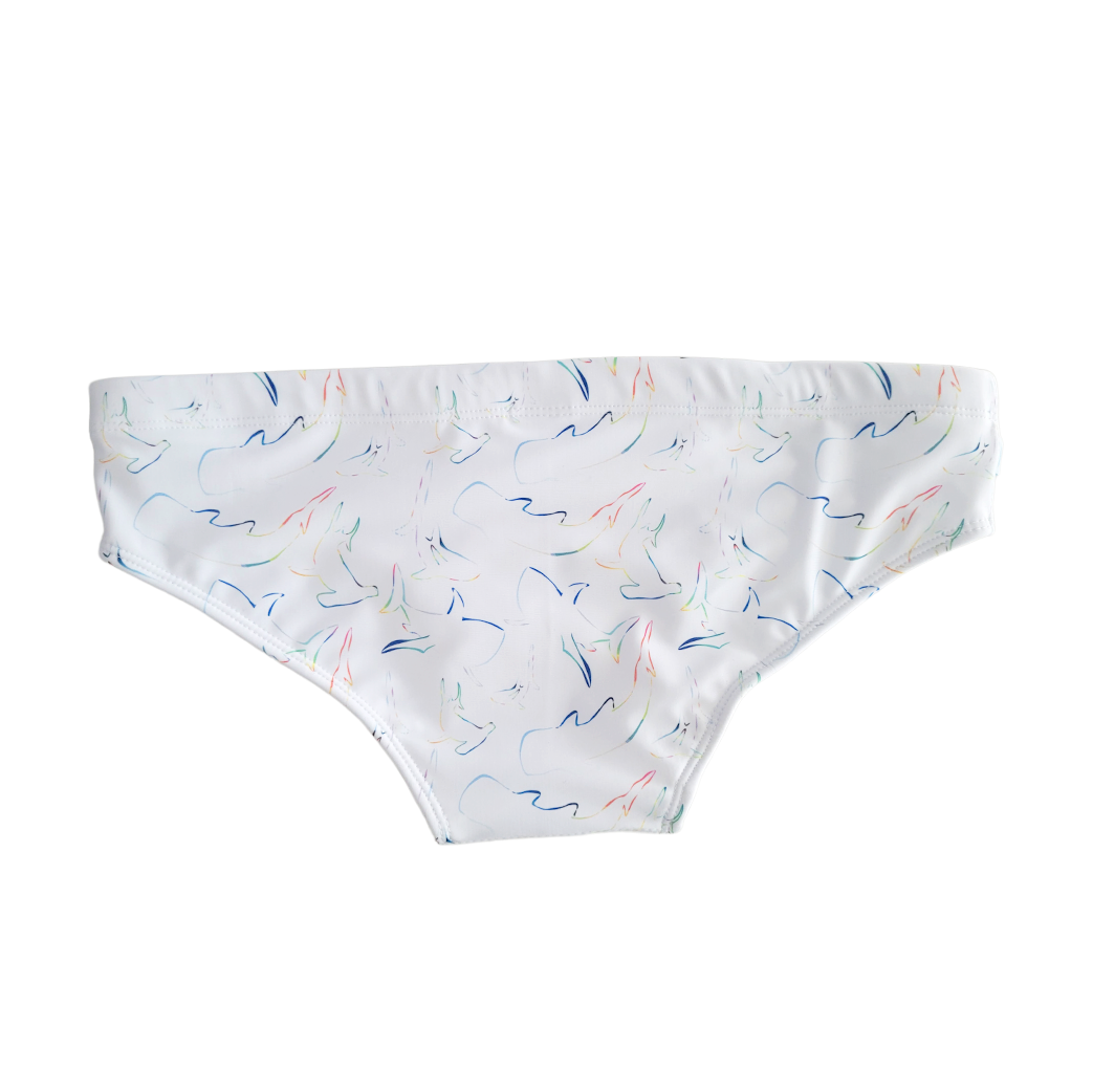 PANTALONETA DE BAÑO BLANCA- PRINT TIBURONES