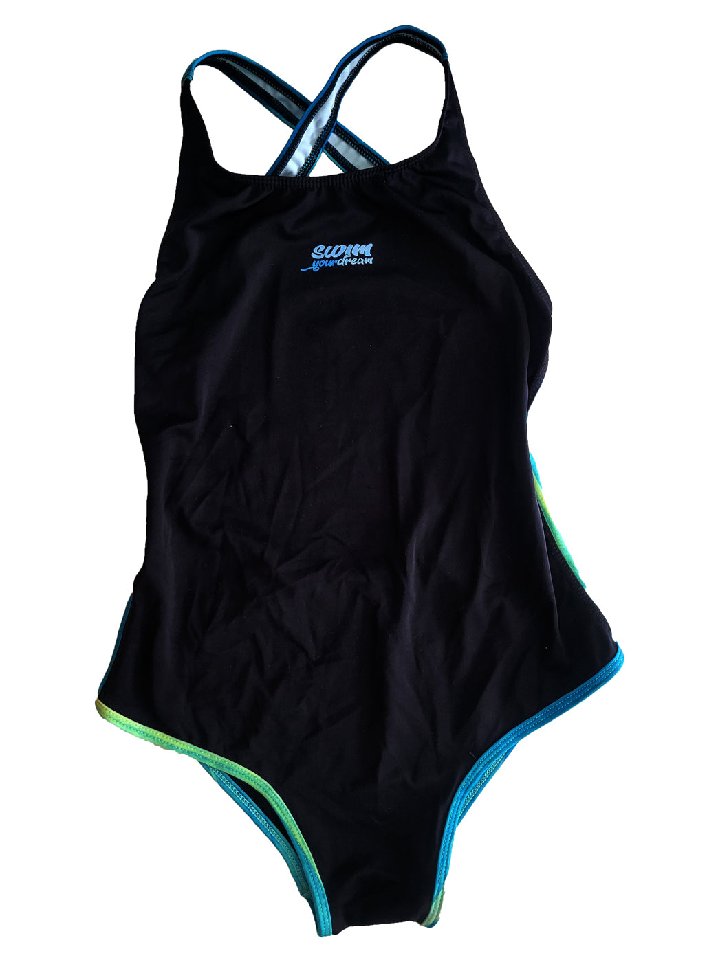 VESTIDO DE BAÑO CRUZADO - NEGRO AURORA BOREAL TURQUESA