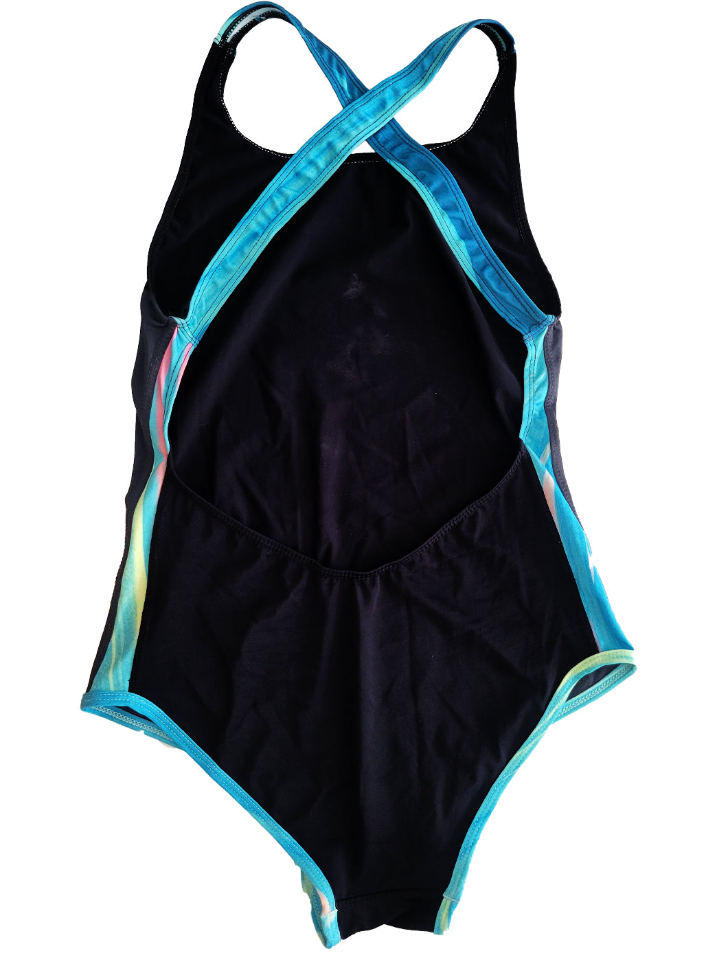 VESTIDO DE BAÑO CRUZADO - NEGRO AURORA BOREAL TURQUESA