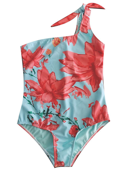 SWIMSUIT - ONE SHOULDER - TROPICAL FLOWERS