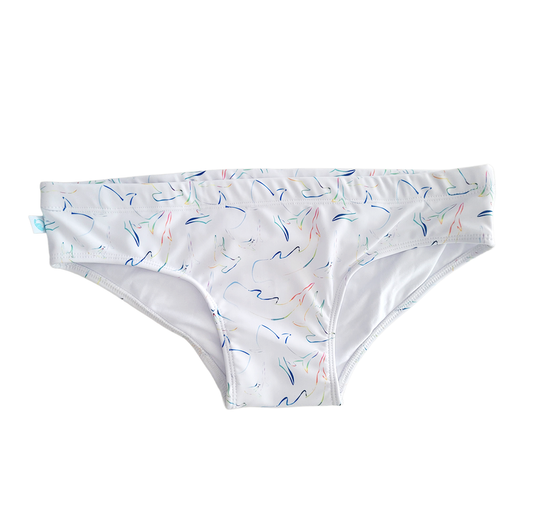PANTALONETA DE BAÑO BLANCA- PRINT TIBURONES