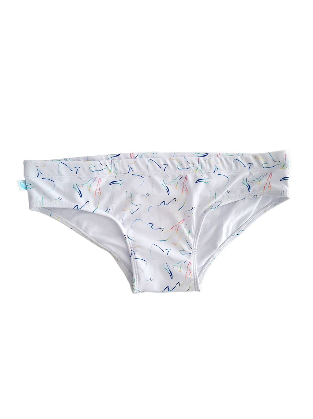 PANTALONETA BRIF 4 DEDOS - BLANCA- PRINT TIBURONES