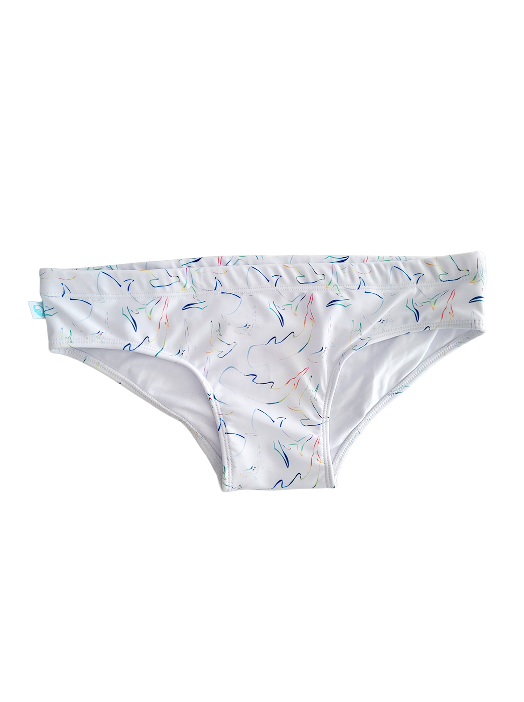 PANTALONETA BRIF 4 DEDOS - BLANCA- PRINT TIBURONES