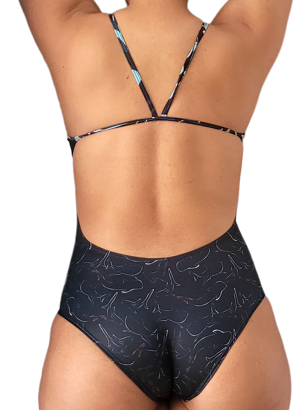 VESTIDO DE BAÑO NEGRO - TIBURONES - TIRAS