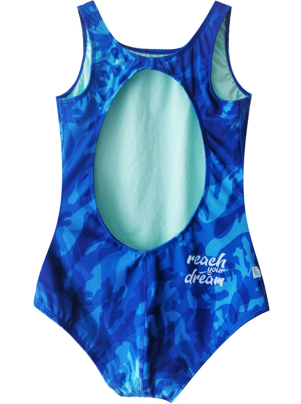 SWIMSUIT MARINE CORAL BLUE - UNDER WATER LIFE - OVAL BACK