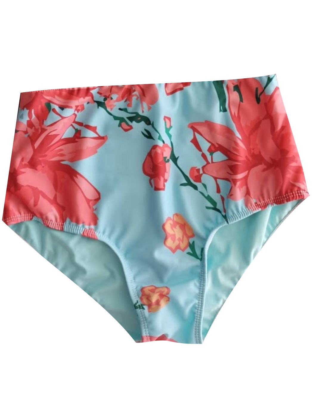 Buy Love & Roses Green Tropical High Waisted Bikini Bottom from