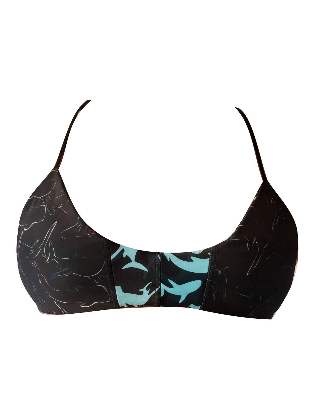 BIKINI TOP REVERSIBLE - PRINT TIBURONES